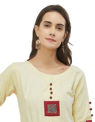Off-white plain cotton ethnic-kurtis 3