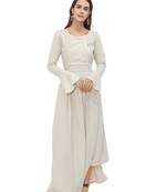 Off-white plain rayon ethnic-kurtis