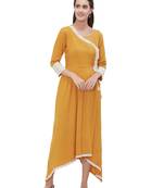 Yellow plain rayon ethnic-kurtis