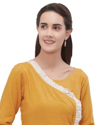 Yellow plain rayon ethnic-kurtis 3