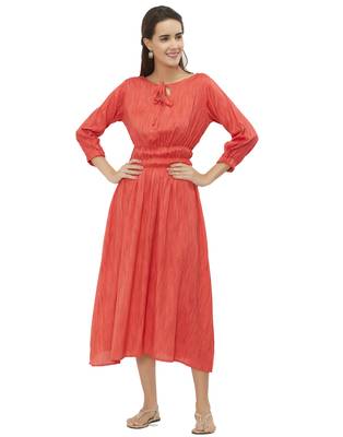 Orange plain rayon ethnic-kurtis 1