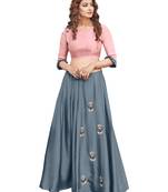 Multicolor plain satin ethnic-kurtis