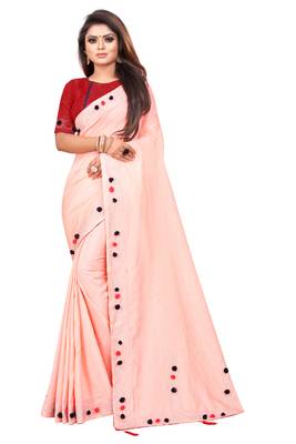 Peach Colored Partywear Zoya Art Silk Saree With Blouse 1