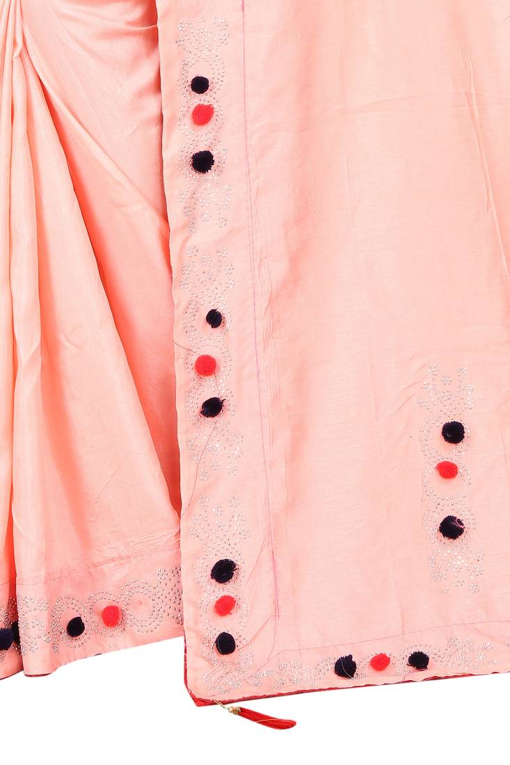 Peach Colored Partywear Zoya Art Silk Saree With Blouse