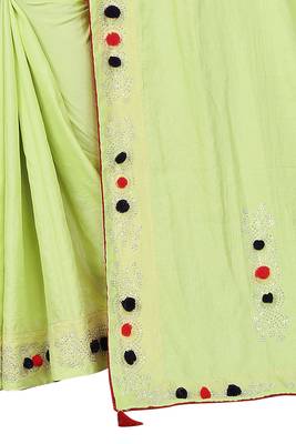 Pista Green Colored Partywear Zoya Art Silk Saree With Blouse 2