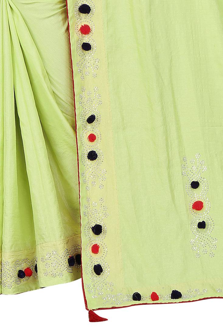 Pista Green Colored Partywear Zoya Art Silk Saree With Blouse