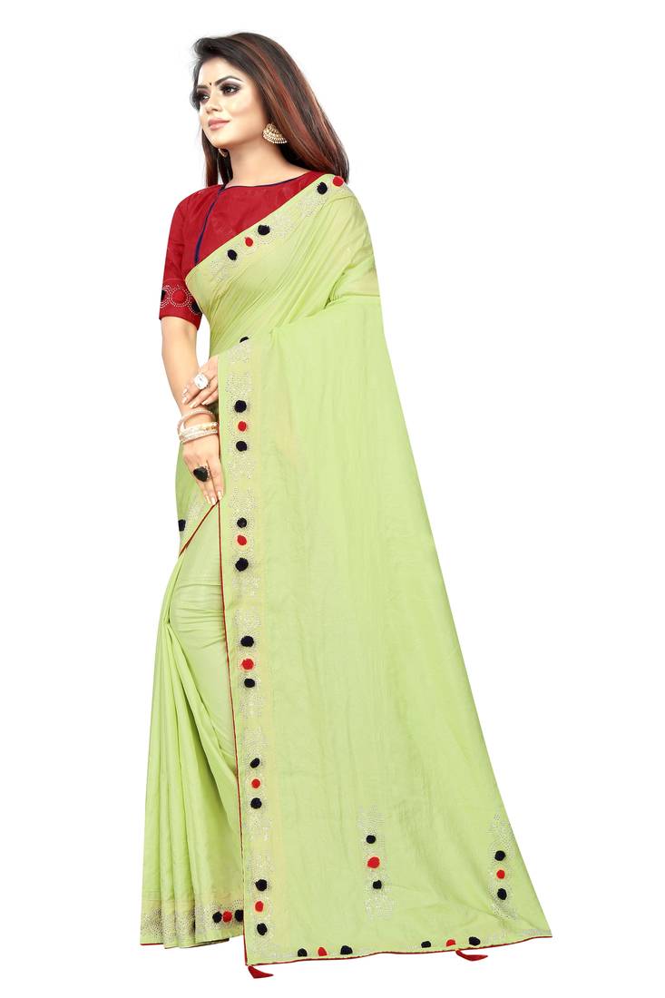 Pista Green Colored Partywear Zoya Art Silk Saree With Blouse