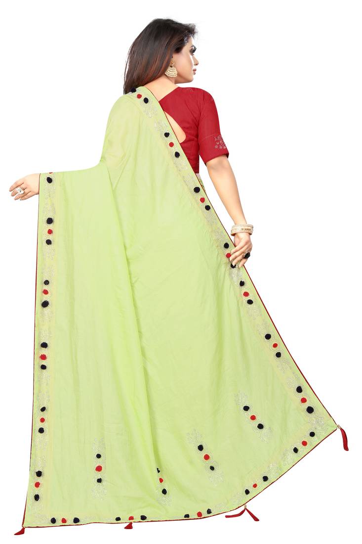 Pista Green Colored Partywear Zoya Art Silk Saree With Blouse
