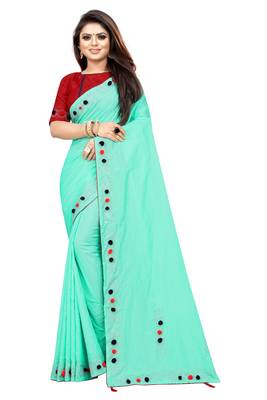 Aqua Blue Colored Partywear Zoya Art Silk Saree With Blouse 1