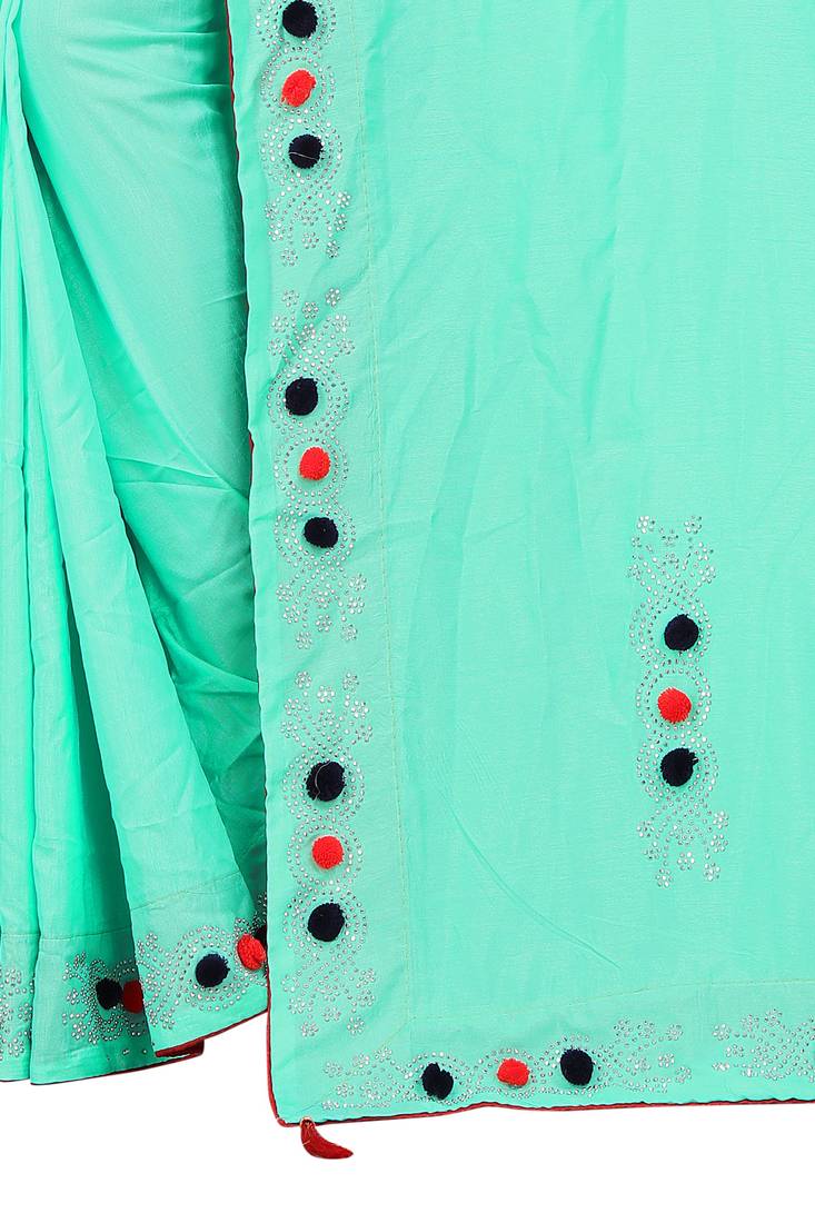 Aqua Blue Colored Partywear Zoya Art Silk Saree With Blouse