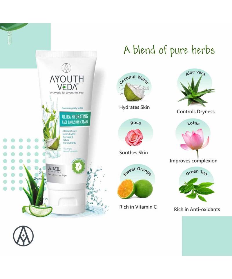 60 Gm Each Ultra Hydrating Face Emulsion Cream, 100% Natural Ayurvedic Moisturising Cream