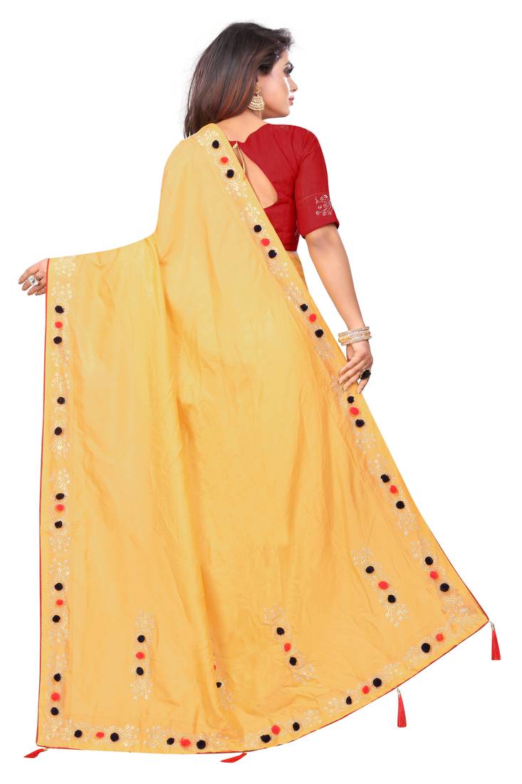 Yellow Colored Partywear Zoya Art Silk Saree With Blouse