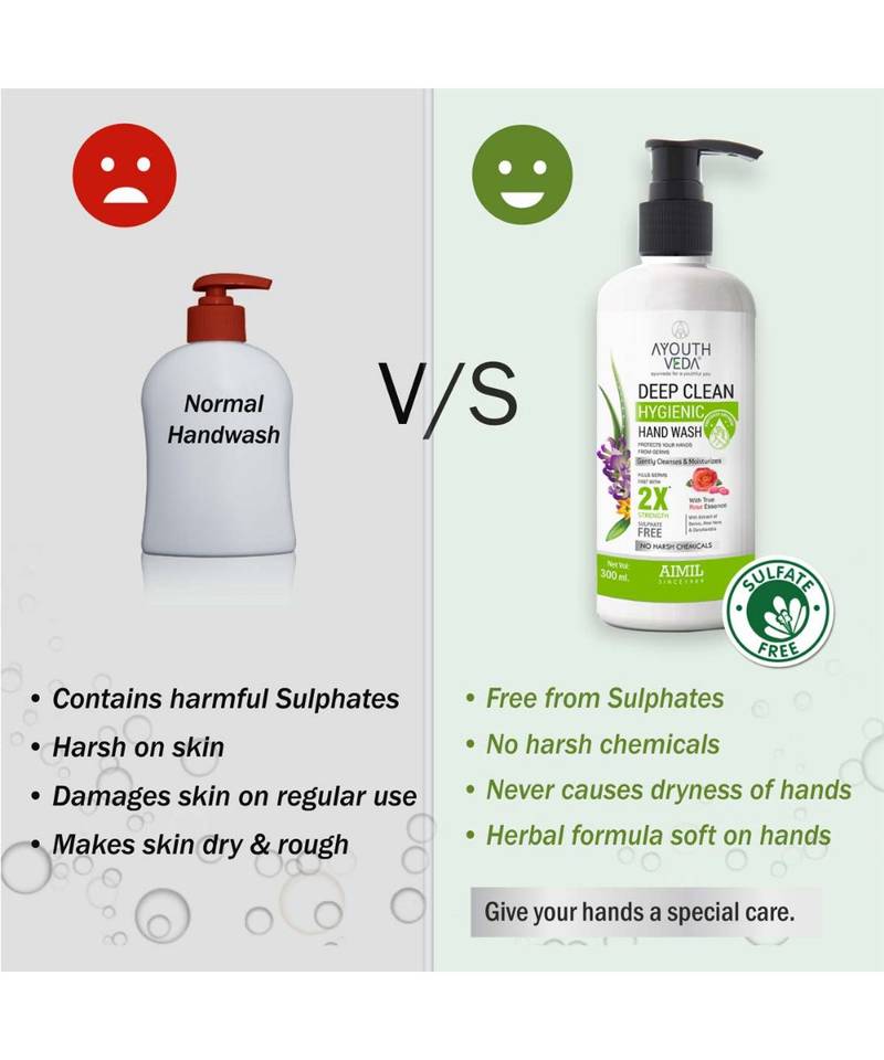 300 Ml Each Deep Clean Hygienic Hand Wash Liquid (Pack Of 2) , 100% Natural ,Sulphate Free