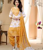 yellow Cotton Salwar Suit Dupatta Bandhani Dress Material