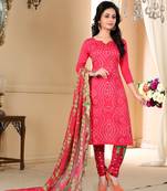 red Cotton Salwar Suit Dupatta Bandhani Dress Material