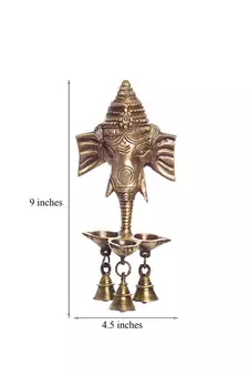 ganesh deepak with bell brass wall hanging