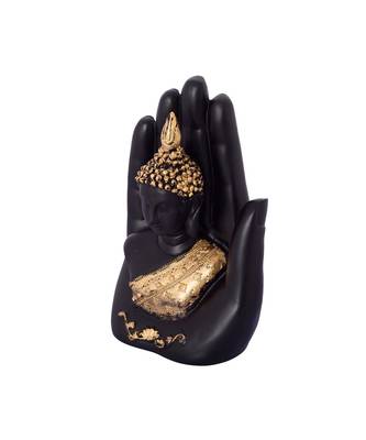 Golden Handcrafted Palm Buddha Polyresin Showpiece 2