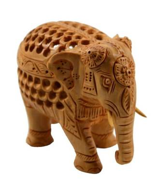Home Decor Wooden Jali Elephant Statue Showpiece 1