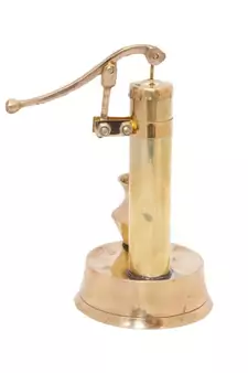 Brass Mini Hand Pump with Container Showpiece for Home Dcor (Gold)