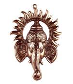 vivan creation ganesh face wall hanging - black metal sculpture with circular sun design, 4 x 2 inches