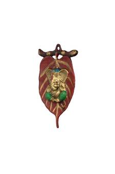 Lord Ganesha Leaf design Metal Wall Hanging
