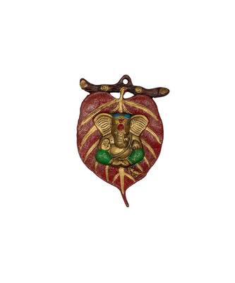 Lord Ganesha Leaf design Metal Wall Hanging 2