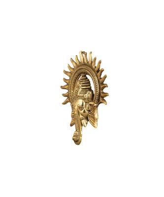 Metal Ganesh Ji Face Encircled with Suraj Ji Wall Hanging Idol 1