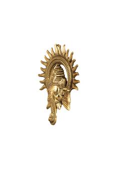 Metal Ganesh Ji Face Encircled with Suraj Ji Wall Hanging Idol