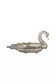 Metal Duck Shaped Dry Fruit Tray for Dining Table Decoration (Silver)