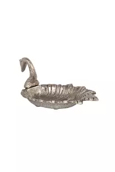 Metal Duck Shaped Dry Fruit Tray for Dining Table Decoration (Silver)