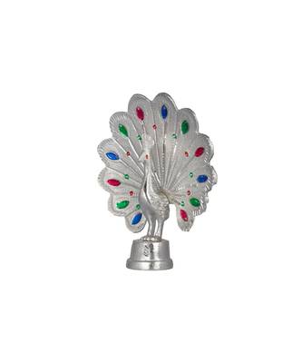 White Metal Silver Plated Fengshui Peacock Bird Showpiece 2