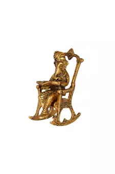 Lord Ganesha Statue Sitting on A Chair and Reading Ramayan
