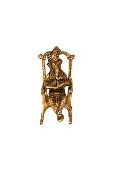 Lord Ganesha Statue Sitting on A Chair and Reading Ramayan