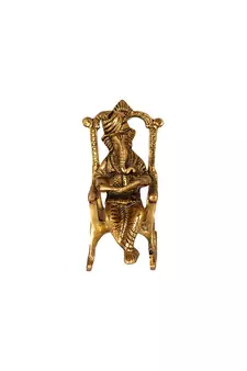 Lord Ganesha Statue Sitting on A Chair and Reading Ramayan