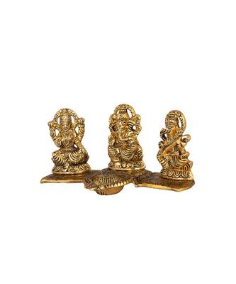 laxmi ganesh saraswati idol decorative platter with diya 3