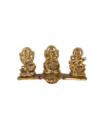 laxmi ganesh saraswati idol decorative platter with diya 1
