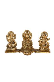 laxmi ganesh saraswati idol decorative platter with diya
