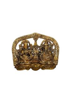 Metal Gold Plated Laxmi Ganesh Chocki Diya God Idol