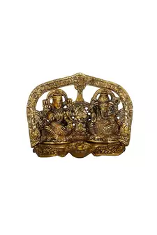 vivan creation gold plated laxmi ganesh diya golden
