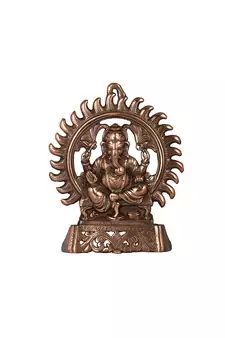 vivan creation metal ganesha wall hanging - golden
