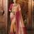 Peach woven silk saree with blouse