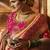 Peach woven silk saree with blouse