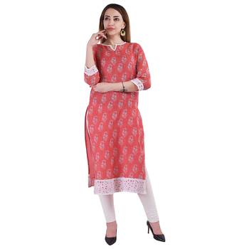 Red printed linen kurtas-and-kurtis 2