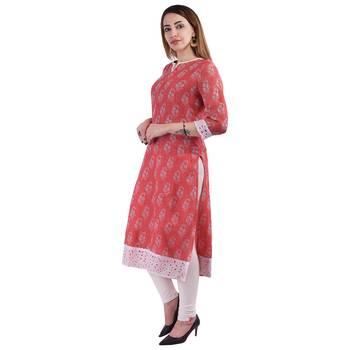 Red printed linen kurtas-and-kurtis 3