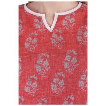 Red printed linen kurtas-and-kurtis 4