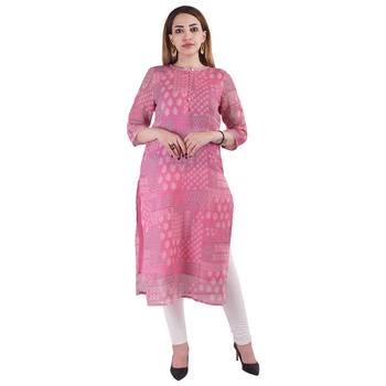 Pink printed linen kurtas-and-kurtis 1