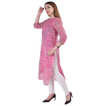 Pink printed linen kurtas-and-kurtis 2
