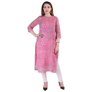 Pink printed linen kurtas-and-kurtis 3