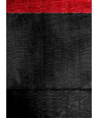black blended cotton saree with red border and pallu 4