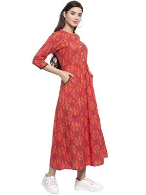 Red printed cotton kurtas-and-kurtis 3